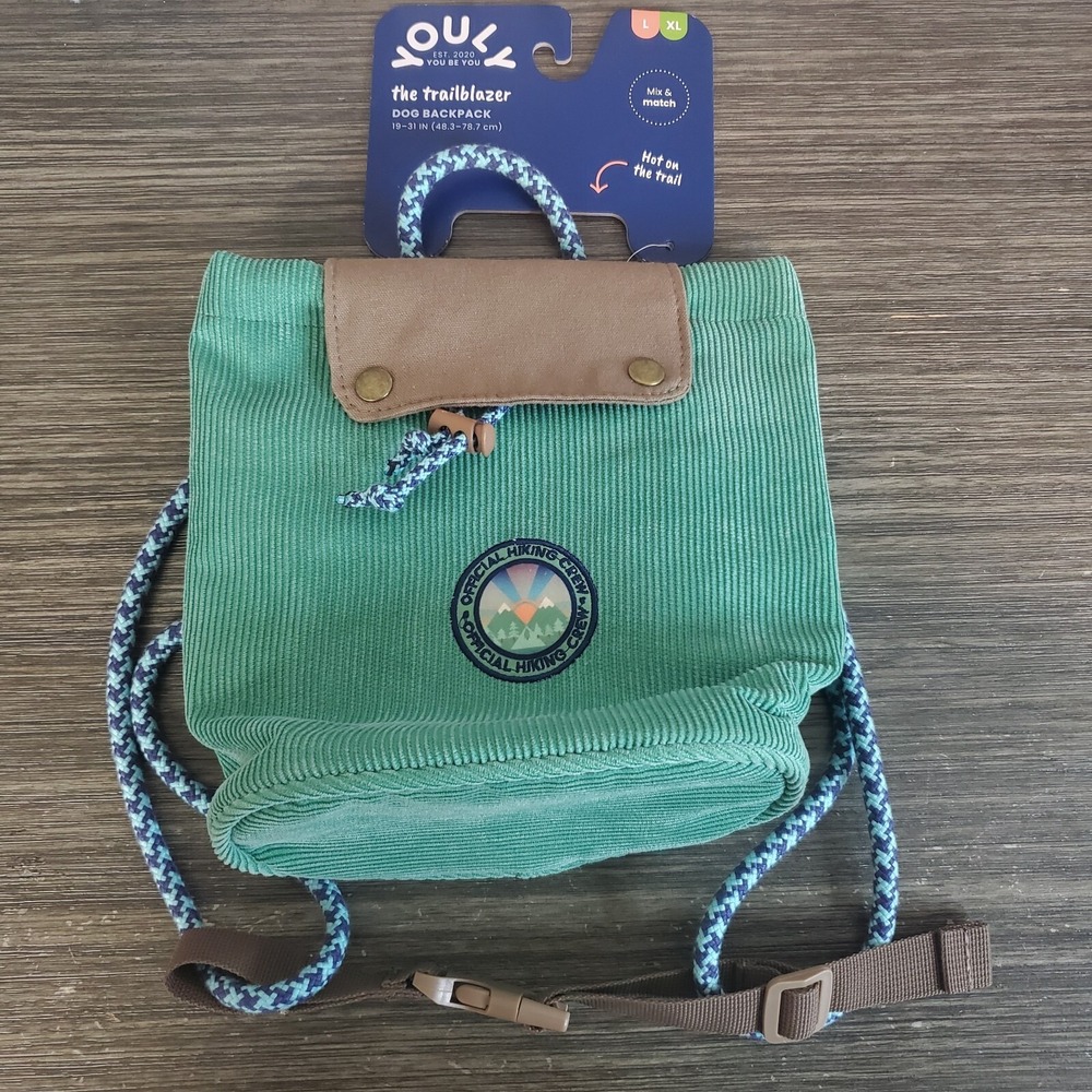 Youly Teal Grren Corduroy Dog Backpack Hiking Pack L/XL NWT‎